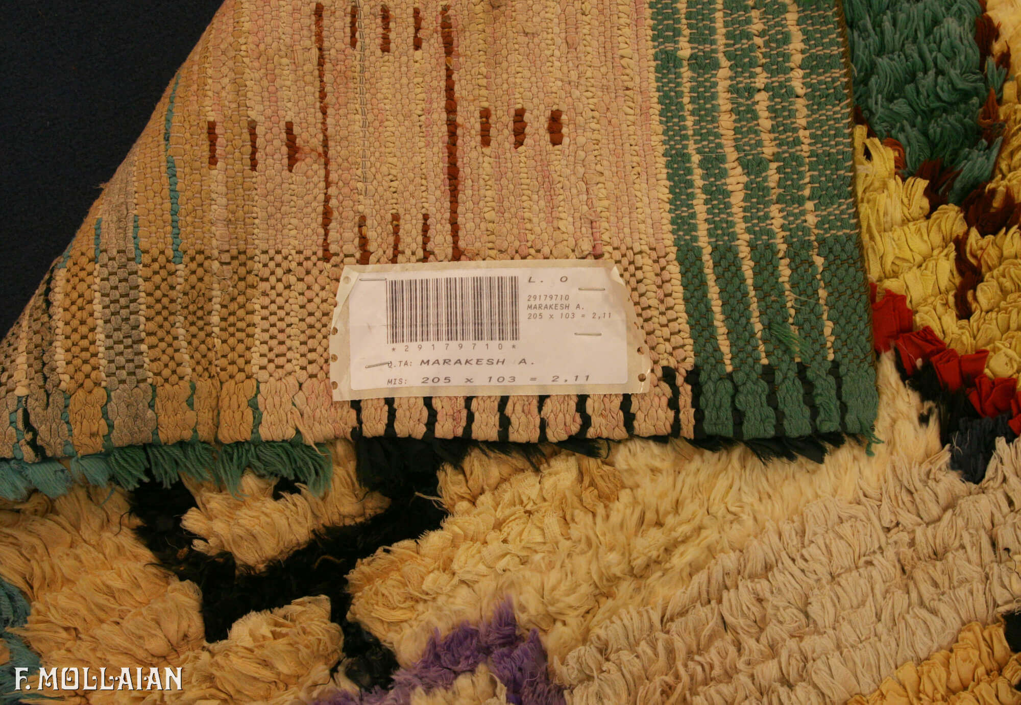 کناره دستباف کوچک نیمه آنتیک مراکش کد:۲۹۱۷۹۷۱۰